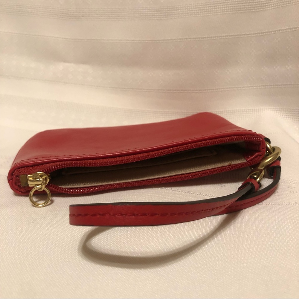 Coach Red Corner-Zip Wristlet - Picture 4 of 6